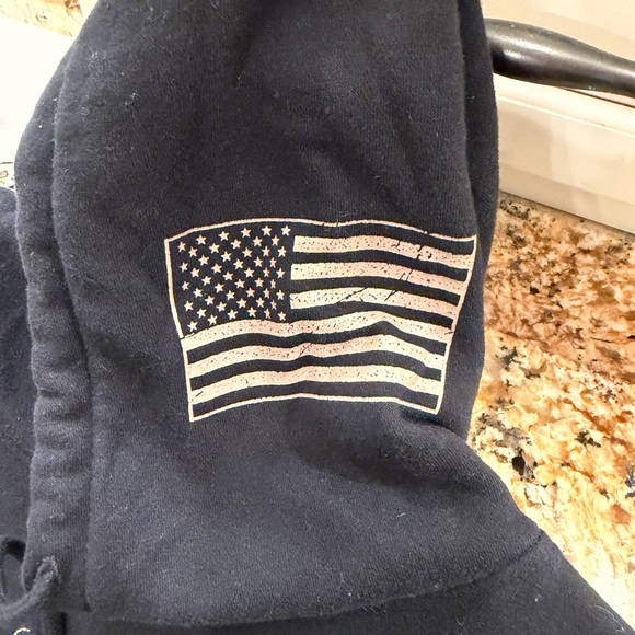 Buck Wear Deer Skull American Flag Hoodie - Picture 3 of 5